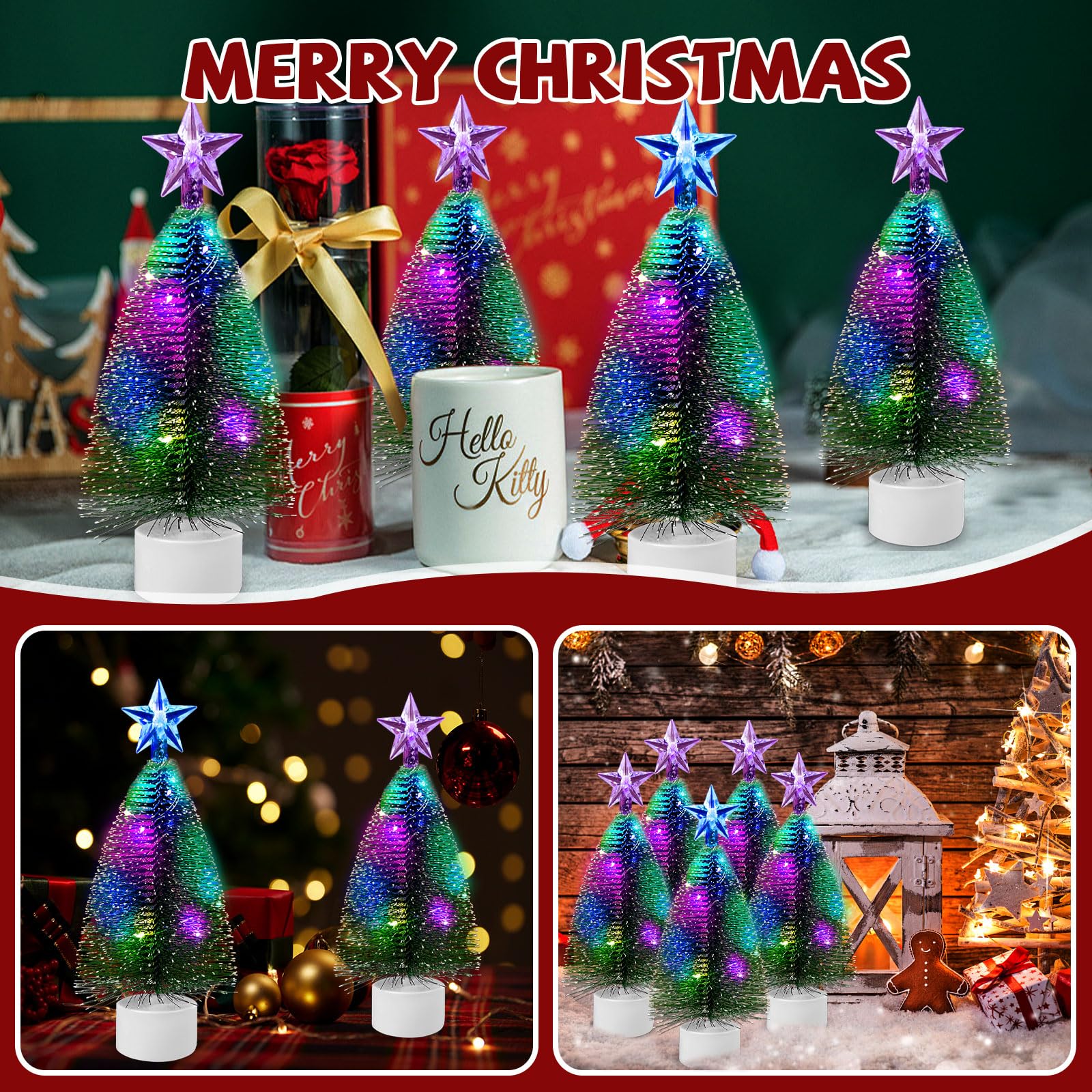 Amazon.co.jp: ライト付きミニクリスマスツリー、7インチマルチカラー